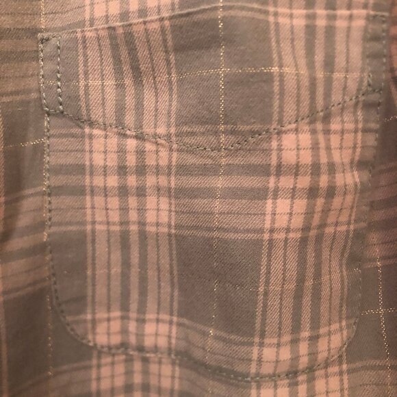 Current/Elliott Prep School Fray Button Up pink/gray plaid sz 0 - Picture 6 of 11